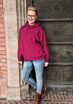 Preview: French Terry Berry Catty Brombeere by jolijou von Swafing leicht angeraut
